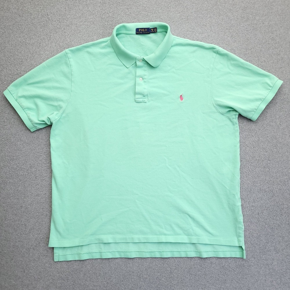 Polo Ralph Lauren Shirt Mens 2XB Mint Green Pique Cotton Short Sleeve